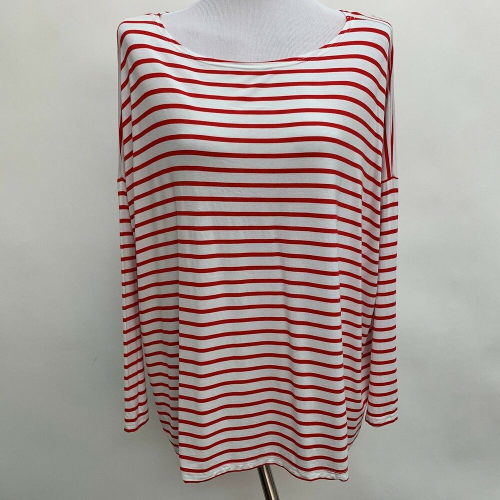 Piko‎ 1988 Women's Top Medium Red White Multicolor Striped